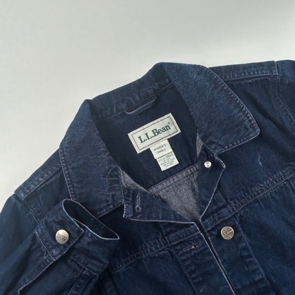 L.L. Bean Jackets & Blazers - L.L. Bean WMNS S Biker VTG Denim Trucker Jacket Indigo Blue Cotton Button